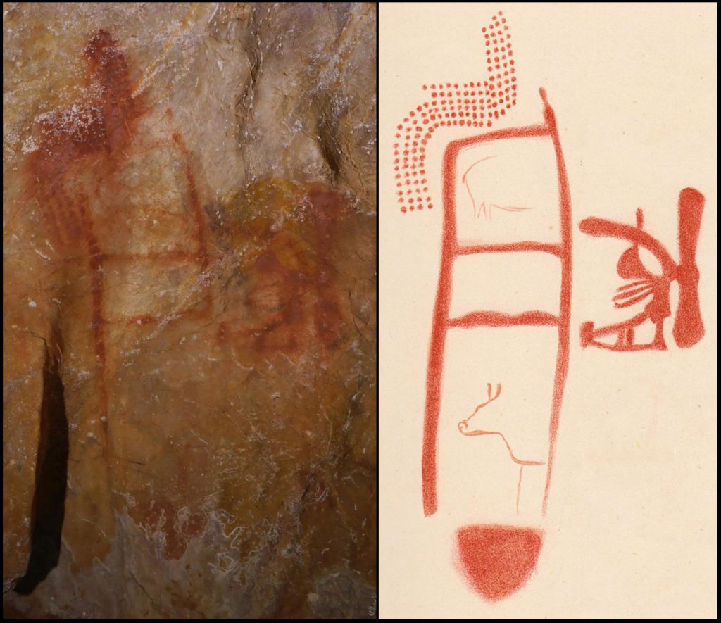 Ladder shape in red painted in the La Pasiega cave.